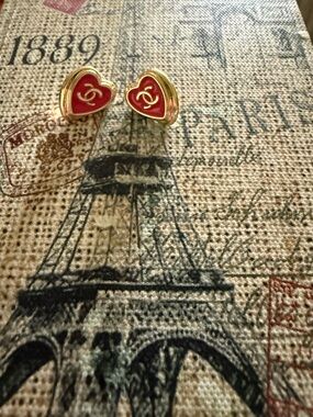Red Heart Logo Stud Earrings